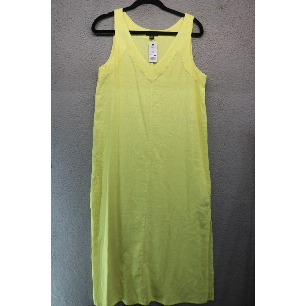 DKNY Sunshine Yellow Linen Viscose Sleeveless Maxi Dress-Small-NWT-Slits-Beachy